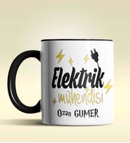 Kişiye Özel Elektrik Mühendisi Tasarımlı Turuncu Kupa Bardak (Siyah)