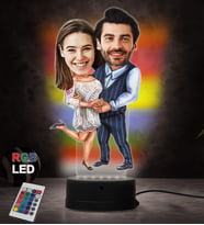 Doğum Günü Hediyesi,Sevgiliye Hediye, Kişiye Özel Fotoğraflı Tatlı Çift Karikatür 3D Led Lamba (RGB)