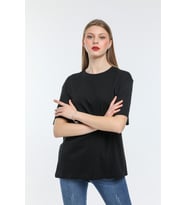 Süperlife Kadın Bisiklet Yaka Standart &Regular Fit Tişort spr21yk30 (Siyah)