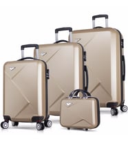 My Valice Diamond Abs Kabin Orta Büyük ve Makyaj Boy 4'lü Travel Valiz Seti (Gold)