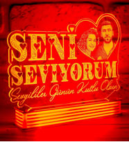 Kişiye Özel Seni Seviyorum Resimli Lamba (Kırmızı)