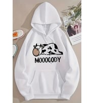 Mooooody Baskılı Unisex Oversize Sweatshirt (Beyaz)