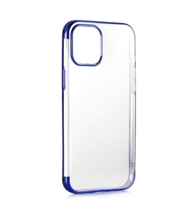 Apple iPhone 12 Pro Kılıf İnce Köşeleri Renkli Şeffaf Silikon (Mavi)