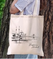 BK Gift İstanbul Tasarımlı Kanvas Bez Çanta, Baskılı Omuz Çantası, Alışveriş Çantası, Plaj Çantası, Arkadaşa Hediye (Model 6)