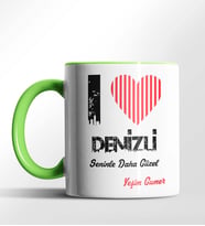 Kişiye Özel Denizli Seninle Daha Güzel Tema Siyah Renk Kupa (Yeşil)