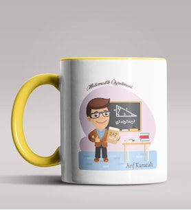 Kişiye Özel Matematik Öğretmeni Tasarımlı Siyah Renk Kupa Bardak  (Sarı)