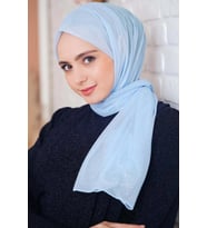 Kadın Simli Antrasit Abiye Şal (BEBE MAVİSİ) (Kamuflaj)