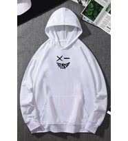 Cartoon Graphic Thermal Lined Drawstring Sweatshirt (A.Beyaz)