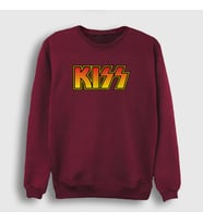 Presmono Unisex Beyaz Logo Kiss Sweatshirt 91361tt (Bordo)