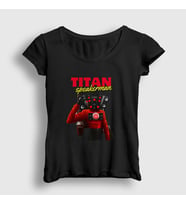 Presmono Kadın Beyaz Titan Speakerman Skibidi Toilet T-Shirt 482657tt (Siyah)