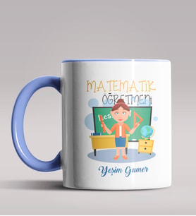 Kişiye Özel Matematik Öğretmeni Tasarımlı Siyah Renk Kupa 12 (Mavi)