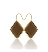 Kadir Jewellery 22 Ayar Altın Kaplama Vintage Küpe -El İşçiliği Ve Hipoalerjenik Küpe (Kahverengi)