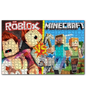 Cakapuzzle Roblox Ve Minecraft Çizgi Film Görseli  Puzzle Yapboz MDF (Ahşap) (500 Parça)