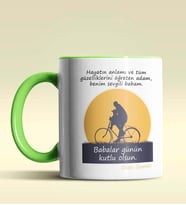 Kişiye Özel Babalar Günü Mesajlı 4 Tasarımlı Siyah Kupa Bardak (Yeşil)
