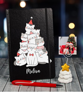 eJOYA Yeni Yıla Özel Defter Kalem Ve Fotoğraflı Çam Ağacı Notluk Hediye Seti 91091 (Siyah)