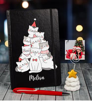 eJOYA Yeni Yıla Özel Defter Kalem Ve Fotoğraflı Çam Ağacı Notluk Hediye Seti 91091 (Siyah)