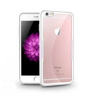 iPhone 6 Kılıf Kenarları Silikon Arka Kısım Temperli Cam Craft Kılıf (Beyaz)