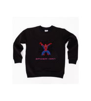 Spiderman baskılı örümcek adam pamuklu kumaş çocuk sweatshirt (Siyah)