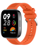 Sneezy Xiaomi Redmi Watch 3 Active İle Uyumlu Dikiş Desenli Dokuma Silikon Kordon (Turuncu)