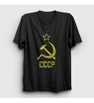 Presmono Unisex Haki Logo CCCP Sovyetler Birliği T-Shirt 266880tt (Siyah)
