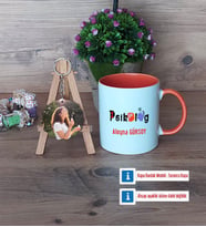 Psikolog Kupa Bardak Beyaz ve Fotoğraflı Ahşap Anahtarlık Hediye (Model 13)