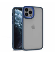 Uyumlu Model Apple iPhone 11 Pro Kılıf Kamera Nikelaj Kenar Renkli Kapak (Mavi)