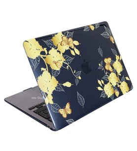McStorey Macbook Air M2 ile Uyumlu Kılıf 2022 HardCase A2681 Flower01NL (Sarı)