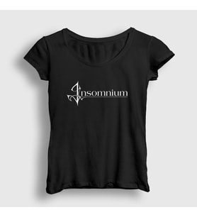 Presmono Kadın Beyaz Logo Insomnium T-Shirt 151458tt (Siyah)