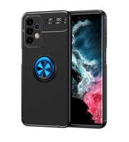 Samsung Galaxy A23 Kılıf Mıknatıslı Yüzüklü Standlı Yumuşak Silikon Kapak Ravel (Siyah-Mavi)