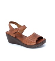 Trendyshose D22-013 Deri Anatomic Kadın Sandalet (Taba)