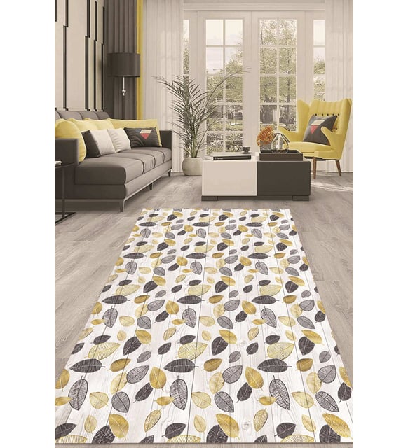 Dijital Kaymaz Taban Yıkanabilir Modern Renkli Salon Halısı Mutfak Halısı Yolluk ND-HT-473 (Krem)