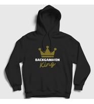 Presmono Unisex Gri Backgammon King Tavla Kralı Oyun Kapüşonlu Sweatshirt 416423tt (Siyah)