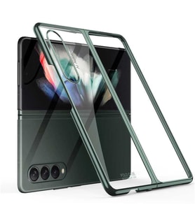 Samsung Galaxy Z Fold 3 Kılıf Şeffaf Kıpta Kapak (Koyu Yeşil)