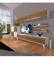 Decoraktiv Eko 8 Mdf Std Retro Tv Ünitesi Tv Sehpası (Beyaz - Ceviz)
