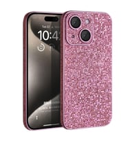 Microsonic Apple iPhone 15 Kılıf Bling Rhinestones Siyah (Pembe)
