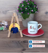 Patolog Türk Kahvesi Fincanı Ahşap Altlıklı ve Fotoğraflı Ahşap Anahtarlık Hediye (Model 3)