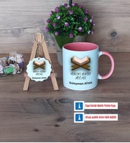 Kuran Kursu Hocası Kupa Bardak Kırmızı ve Ahşap Anahtarlık Hediye (Model 5)