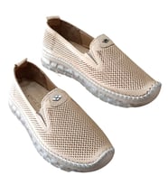Castle Black 22385 Kadın Hakiki Deri Comfort Casual Ayakkabı (Bej)