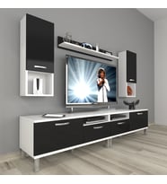 Decoraktiv Eko 5220da Mdf Krom Ayaklı Tv Ünitesi Tv Sehpası (Beyaz-Siyah)