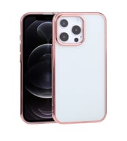 iPhone 13 Pro Max 6.7inç Lazer Kaplama Renkli Kenar Şeffaf Kılıf (Rose)