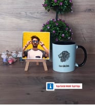 Aslan Fotoğraflı Dekoratif Taş, Kupa Bardak Beyaz Hediye (Model 11)