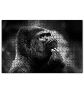 Cakapuzzle Çenesini Kaşıyan Goril Görseli  Puzzle Yapboz MDF (Ahşap) (500 Parça)