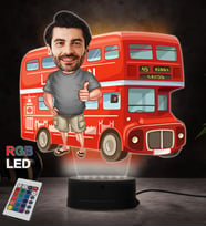 Doğum Günü Hediyesi,Sevgiliye Hediye, Kişiye Özel Fotoğraflı London Bus Karikatür 3D Led Lamba (RGB)