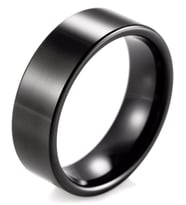 8mm Geniş Düz Model Parlak Çelik Alyans Erkek Kadın Unisex Yüzük (Siyah) cl28