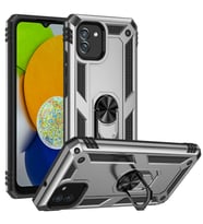 Samsung Galaxy A03 Kılıf Yüzüklü Standli Tank Kapak (Gri)