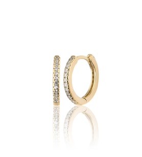Zirkon taşlı 925 ayar Gümüş Halka küpe 17 mm (Gold)