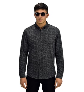 Erkek Spor Jakarlı Uzun Kol Gömlek R6500 BGL-ST03207 (Siyah)