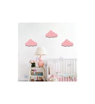 Ahşap beyaz Bulut 3'lü Set (Pembe)