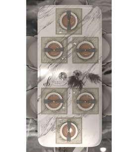 Amerikan Servis Kare Supla Ve Runner Mutfak Set 6 Kişilik Girdap Set Masa Sunum Takımı Çeyizlik Gri (Kahverengi Açık)