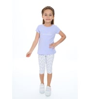 Toontoy Kız Çocuk Nakışlı Kaprili Takım (Mavi)